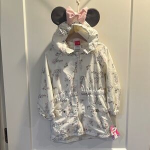 Disney White Raincoat with Minnie Mouse Ears and Pink Bow